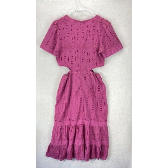 Adelyn Rae Dress Women’s Pink Katina Embroidered Cut Out Midi Feminine L NWT - Picture 8 of 9